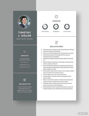 Mobile Product Manager Resume