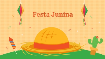 Free Straw Hat Festa Junina Background Template  to Edit Online