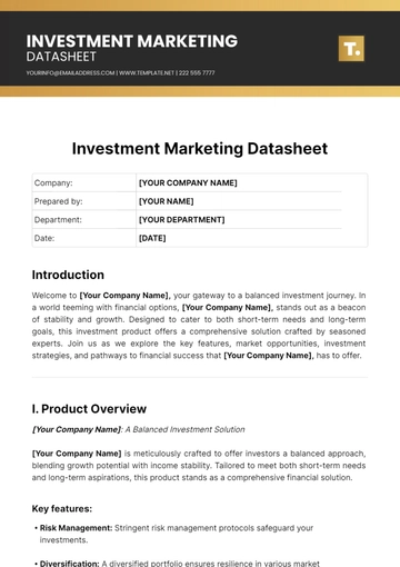 Free Investment Marketing Datasheet Template to Edit Online