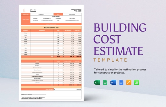 Building Cost Estimate Template