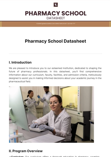 Free Pharmacy School Datasheet Template to Edit Online