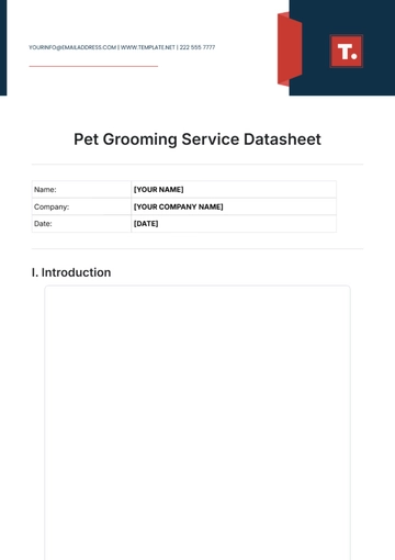 Free Pet Grooming Service Datasheet Template to Edit Online
