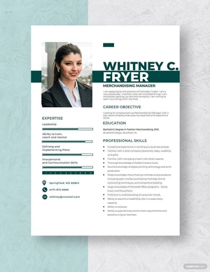 Merchandising Manager Resume