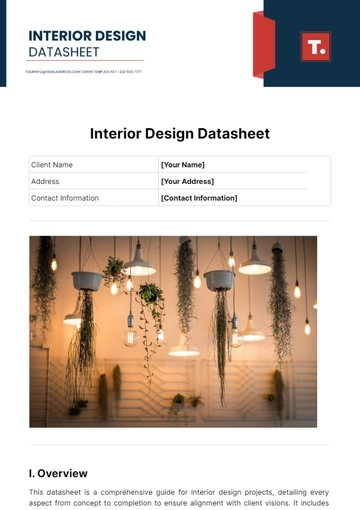 Free Interior Design Datasheet Template to Edit Online
