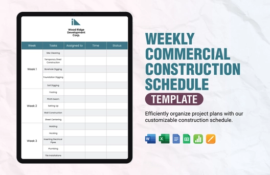 Weekly Commercial Construction Schedule Template