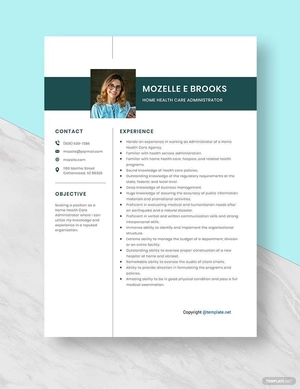 Home Health Care Administrator Resume