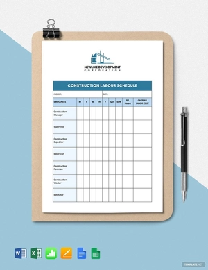 Construction Labour Schedule Template