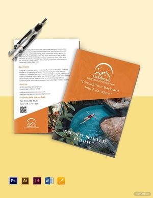 Backyard Construction Bi-Fold Brochure Template