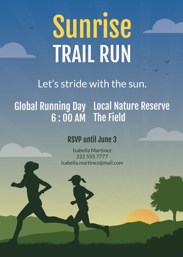 Free Global Running Day Invitation Card Template to Edit Online