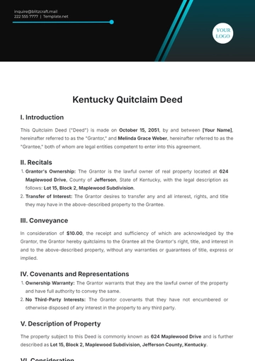 Free Kentucky Quitclaim Deed Template to Edit Online
