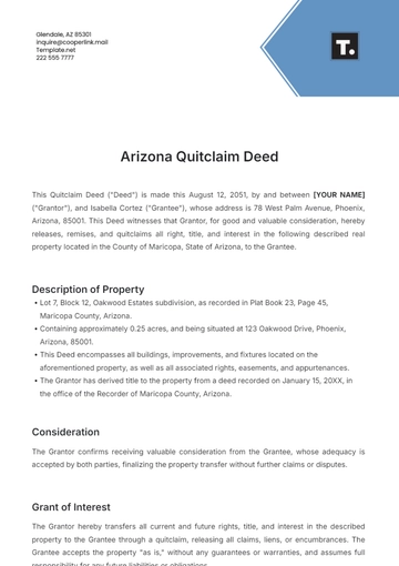 Free Arizona Quitclaim Deed Template to Edit Online
