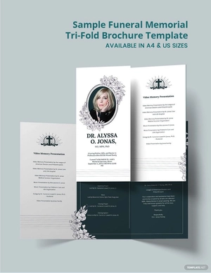 Sample Funeral Memorial Tri-Fold Brochure Template