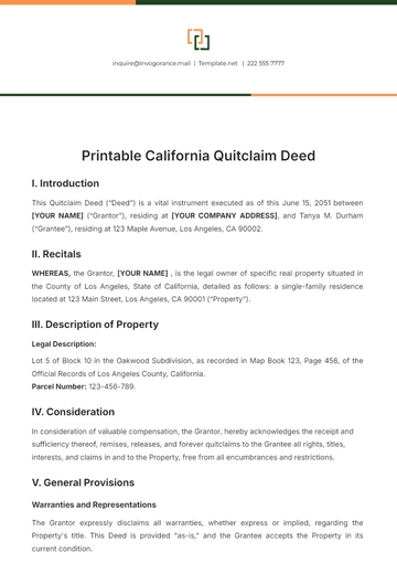 Free Printable California Quitclaim Deed Template to Edit Online