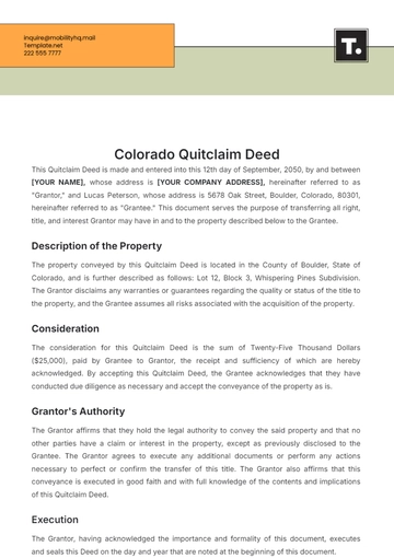 Free Colorado Quitclaim Deed Template to Edit Online