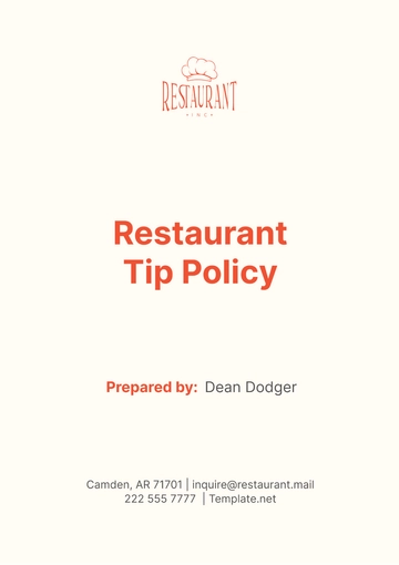 Free Restaurant Tip Policy Template to Edit Online