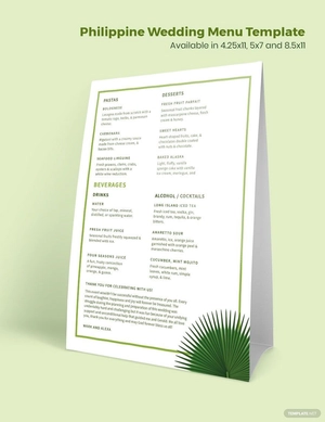 Philippine Wedding Menu Template