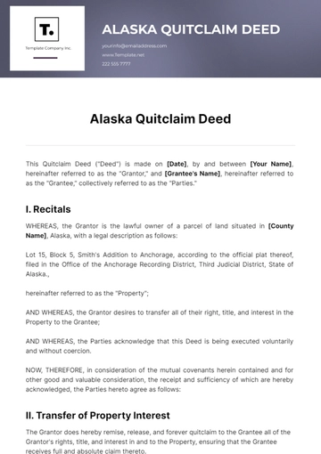 Free Alaska Quitclaim Deed Template to Edit Online