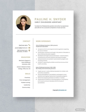 Early Childhood Assistant Resume