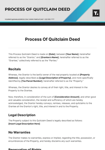 Free Process Of Quitclaim Deed Template to Edit Online