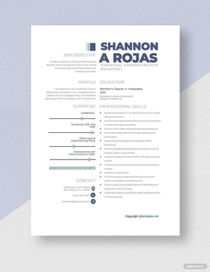 Financial Administrative Assistant Resume