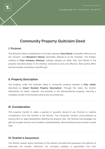 Free Community Property Quitclaim Deed Template to Edit Online