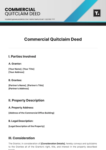 Free Commercial Quitclaim Deed Template to Edit Online