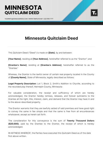 Free Minnesota Quitclaim Deed Template to Edit Online