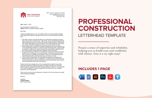 Professional Construction Letterhead Template