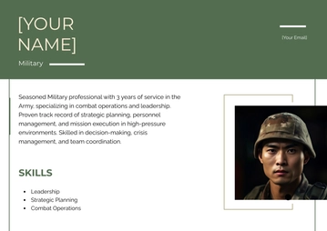 Free CV Military Half Cover Page Template to Edit Online
