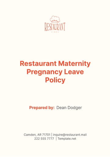 Free Restaurant Maternity Pregnancy Leave Policy Template to Edit Online