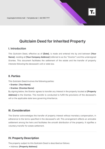 Free Quitclaim Deed For Inherited Property Template to Edit Online