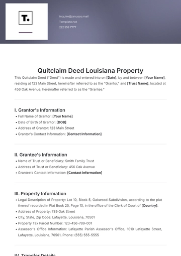 Free Quitclaim Deed Louisiana Property Template to Edit Online