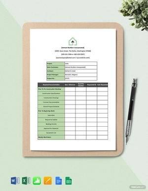 Construction Documentation Tracker Template