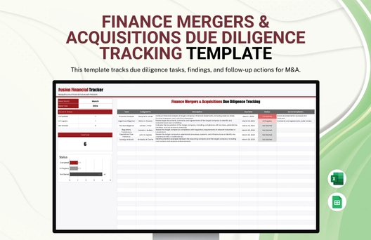 Finance Mergers & Acquisitions Due Diligence Tracking Template