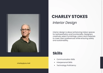 Free CV Interior Design Half Cover Page Template to Edit Online