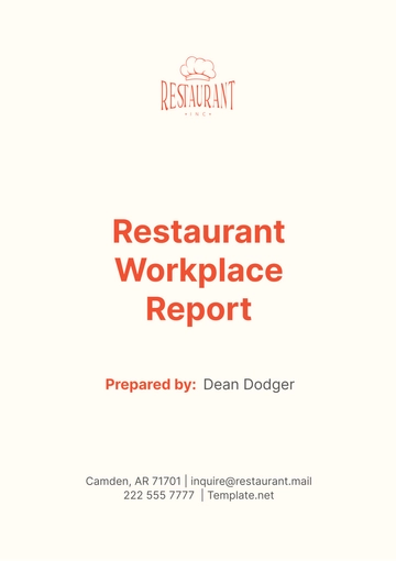 Free Restaurant Workplace Report Template to Edit Online