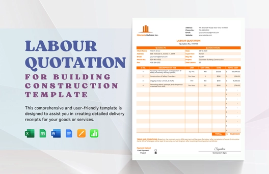 Labour Quotation for Building Construction Template