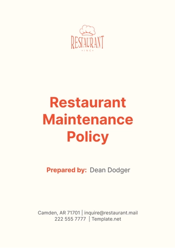 Free Restaurant Maintenance Policy Template to Edit Online