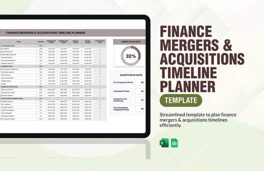 Finance Mergers & Acquisitions Timeline Planner Template