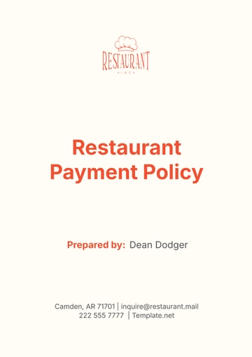 Free Restaurant Payment Policy Template to Edit Online