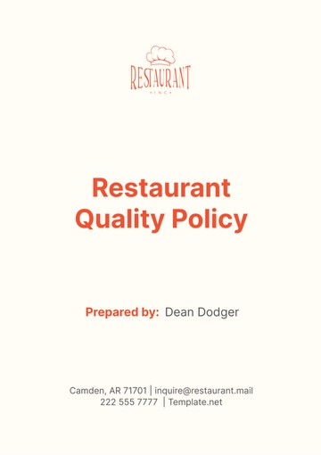 Free Restaurant Quality Policy Template to Edit Online