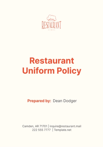 Free Restaurant Uniform Policy Template to Edit Online
