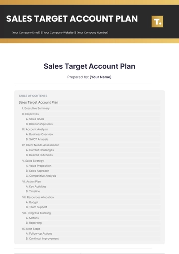 Free Sales Target Account Plan Template to Edit Online