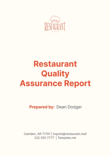 Free Restaurant Quality Assurance Report Template to Edit Online