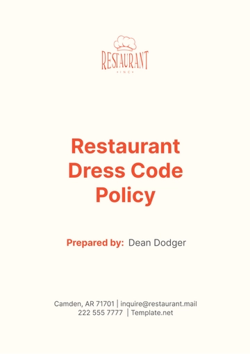 Free Restaurant Dress Code Policy Template to Edit Online