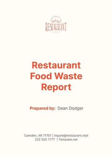 Free Restaurant Food Waste Report Template to Edit Online