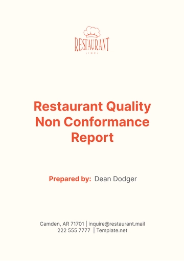 Free Restaurant Quality Non Conformance Report Template to Edit Online