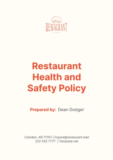 Free Restaurant Health and Safety Policy Template to Edit Online