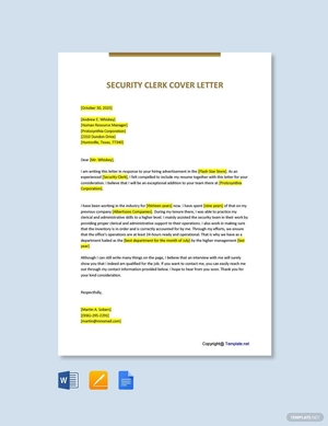 Security Clerk Cover Letter