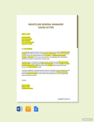 Nightclub General Manager Cover Letter